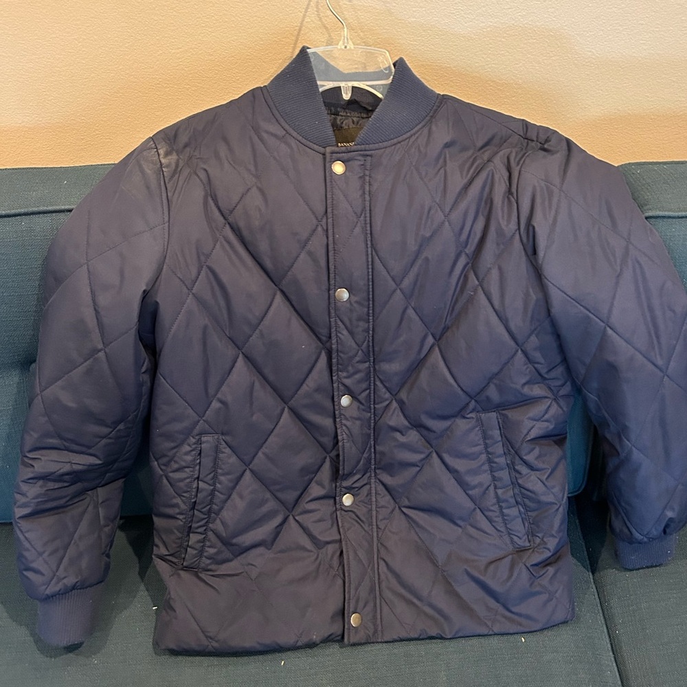 Banana Republic Men's Dark Blue Quilted Bomber Jacket